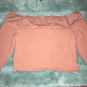 Pink lace crop top